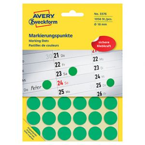 Avery Zweckform etikety 18mm, zelené, 48 etiket, značkovací, baleno po 22 ks, 3376, pro ru