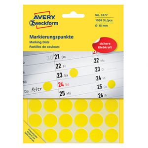 Avery Zweckform etikety 18mm, žluté, 48 etiket, značkovací, baleno po 22 ks, 3377, pro ruč