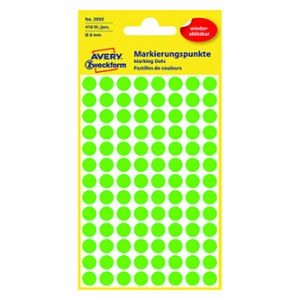 Avery Zweckform etikety 8mm, zelené, 104 etiket, značkovací, snímatelné, baleno po 4 ks, 3