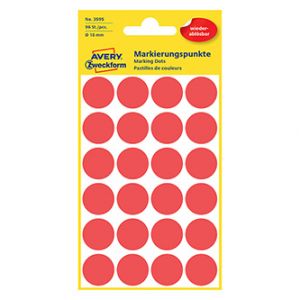 Avery Zweckform etikety 18mm, červené, 24 etiket, značkovací, snímatelné, baleno po 4 ks,