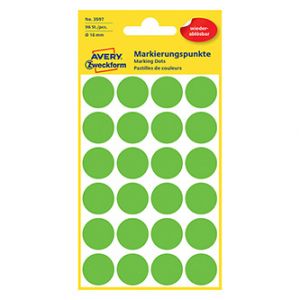 Avery Zweckform etikety 18mm, zelené, 24 etiket, značkovací, snímatelné, baleno po 4 ks, 3