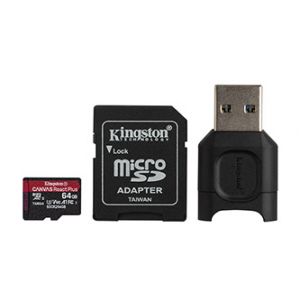 Kingston paměťová karta Canvas React Plus, 64GB, micro SDXC, MLPMR2/64GB, UHS-II U3, s ada