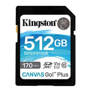 Kingston paměťová karta Canvas Go! Plus, 512GB, SDXC, SDG3/512GB, UHS-I U3 (Class 10), A2,