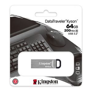 Kingston USB flash disk, USB 3.0 (3.2 Gen 1), 64GB, DataTraveler(R) Kyson, stříbrný, DTKN/