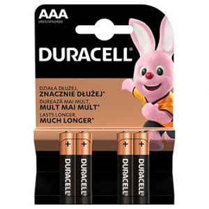 Baterie alkalická, AAA, 1.5V, Duracell, blistr, 4-pack, 42322, Basic
