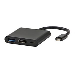 USB (3.1) Adaptér, USB C (3.1) M-HDMI F + USB A (3.0) F + USB C (3.1) F, 0, černý, All New