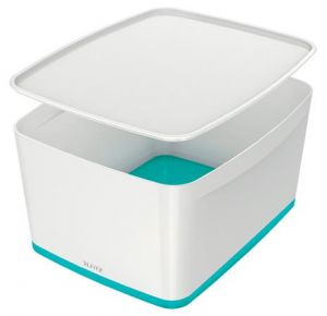 Úložný box s víkem Leitz MyBox, velikost L, bílá/ledově modrá