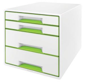 Zásuvkový box Leitz WOW CUBE, 4 zásuvky, bílá/zelená
