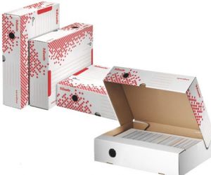 Esselte Speedbox rychle-složitelný archivační kontejner s víkem A4, bílá-červená