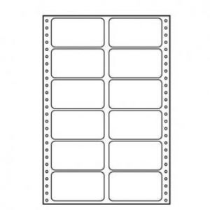 Tabelační etikety 89 x 48.8 mm, A4, dvouřadé, bílé, 12 etiket, baleno po 25 ks, pro jehlič