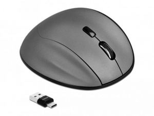 Delock Ergonomická optická pětitlačítková myš 3 v 1, USB Typu-A / Type-Ct 2,4 GHz a Blueto