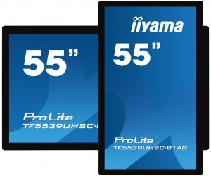 55" iiyama TF5539UHSC-B1AG: IPS, 4K, capacitive, 15P, 500cd/m2, VGA, HDMI, DP, 24/7, IP54,