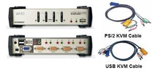 ATEN 4port KVMP USB+PS/2, USB HUB, audio, 1.2m
