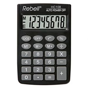 Rebell Kalkulačka RE-HC108 BX, černá, kapesní, osmimístná
