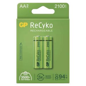 Nabíjecí baterie, AA (HR6), 1.2V, 2100 mAh, GP, papírová krabička, 2-pack, ReCyko