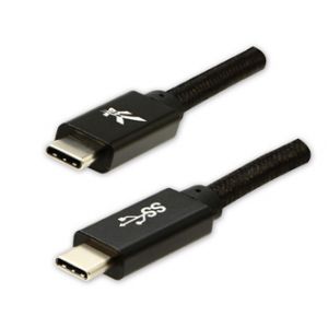 Logo USB kabel (3.2 gen 1), USB C samec - USB C samec, 2m, 5 Gb/s, 5V/3A, černý, box, nyl
