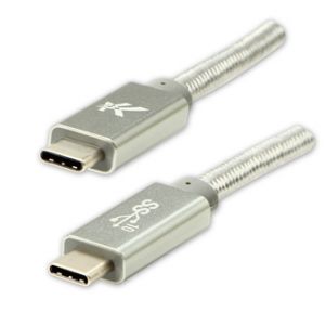 Kabel USB (3.2 gen 2), USB C M- USB C M, 1m, Power Delivery 100W, 10 Gb/s, 20V/5A, stříbrn