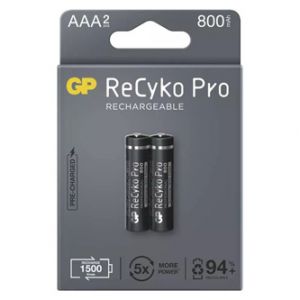 Nabíjecí baterie, AAA (HR03), 1.2V, 800 mAh, GP, papírová krabička, 2-pack, ReCyko Pro