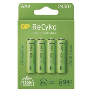 Nabíjecí baterie, AA (HR6), 1.2V, 2450 mAh, GP, papírová krabička, 4-pack, ReCyko