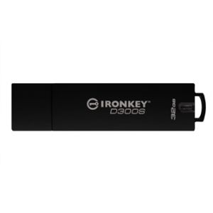 Kingston USB flash disk, USB 3.0 (3.2 Gen 1), 32GB, IronKey D300S, černý, IKD300S/32GB, US