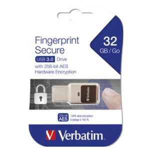 Verbatim USB flash disk, USB 3.0 (3.2 Gen 1), 32GB, Fingerprint Secure, černý, 49337, USB