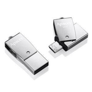 Apacer USB flash disk OTG, USB 3.0 (3.2 Gen 1), 64GB, AH750, stříbrný, AP64GAH750S-1, USB