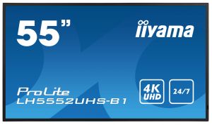 55" iiyama LH5552UHS-B1: VA, 4K UHD, 500cd/m2, 24/7, LAN, Android 8.0, černý