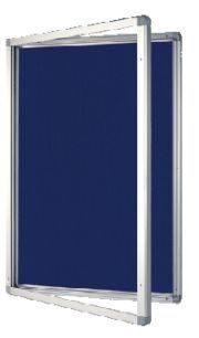 Vitrína s vertikálním otevíráním 120x90cm,textilní.vnitřek, modrý se zámkem