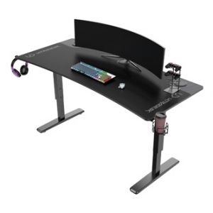 ULTRADESK Herní stůl Ultradesk CRUISER BLACK, 160x70 cm, 66-82 cm, držák sluchátek, 3 otvo