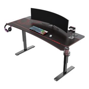 ULTRADESK Herní stůl Ultradesk CRUISER RED, 160x70 cm, 66-82 cm, držák sluchátek, 3 otvory