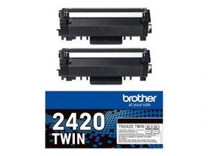 BROTHER TN2420 TWIN - 2-balení - Vysoká výtěžnost - černá - originální - kazeta s barvivem