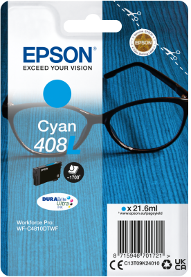 Epson originální ink C13T09K24010, T09K240, 408L, cyan, 21.6ml, Epson WF-C4810DTWF