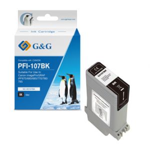 G&G kompatibilní ink s PFI107BK, black, 130ml, NC-00107BK, 6705B001, pro Canon iPF-680, 68