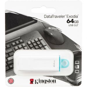 Kingston USB flash disk, USB 3.0 (3.2 Gen 1), 64GB, DataTraveler Exodia, bila, KC-U2G64-5R