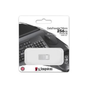 Kingston USB flash disk, USB 3.0 (3.2 Gen 1), 256GB, DataTraveler Micro G2, stříbrný, DTMC