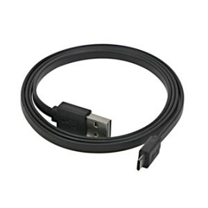 USB kabel (2.0), USB A samec reversible - microUSB samec reversible, 0.3m, plochý, černý,