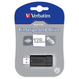 Verbatim USB flash disk, 2.0, 128GB, Pinstripe, černý, 49071