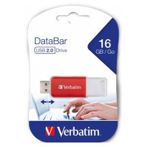 Verbatim USB flash disk, 2.0, 16GB, DataBar, červený, 49453, pro archivaci dat