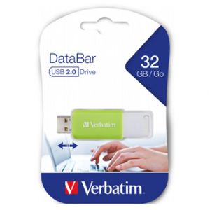 Verbatim USB flash disk, 2.0, 32GB, DataBar, zelený, 49454, pro archivaci dat