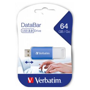 Verbatim USB flash disk, 2.0, 64GB, DataBar, modrý, 49455, pro archivaci dat