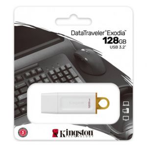 Kingston USB flash disk, USB 3.0 (3.2 Gen 1), 128GB, DataTraveler Exodia, bila, KC-U2G128-