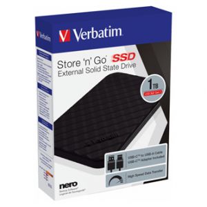 SSD Verbatim 2.5", USB 3.2 Gen 1, 1000GB, GB, 1TB, Store N Go, 53230, USB-A/Micro-B, obsah