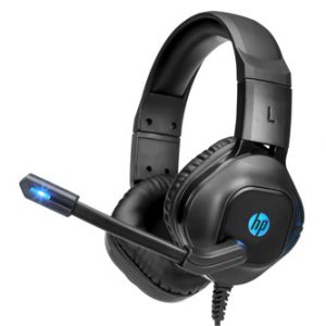 HP DHE-8002, sluchátka s mikrofonem, ovládání hlasitosti, černá, 2.0, podsvícená, herní ty