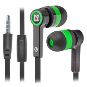 Defender Pulse 420, sluchátka s mikrofonem, bez ovládání hlasitosti, černo-zelená, špuntov