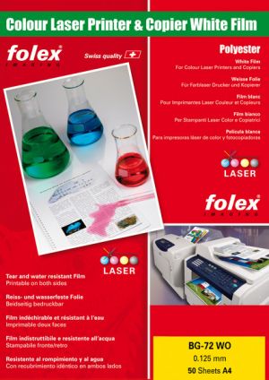FOLEX BG 72 WO DIN A4 - 50 listů , bílá lesklá folie pro oboustranný laserový tisk
