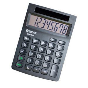 Eleven Kalkulačka ECC210, černá, stolní, osmimístná, solární napájení