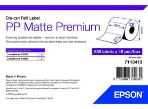 Epson PP Matte Label Premium, 76mm x 51mm, 535 Labels