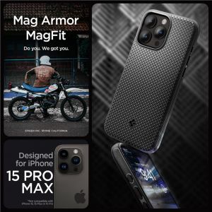 Spigen Mag Armor MagSafe, matte black - iPhone 15 Pro Max