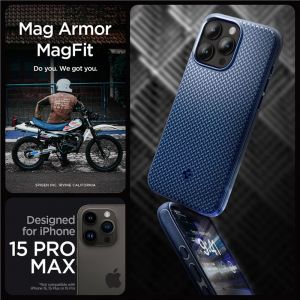 Spigen Mag Armor MagSafe, navy blue - iPhone 15 Pro Max