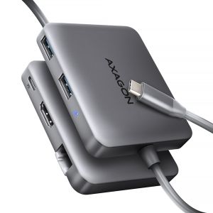 AXAGON HMC-5HL USB 5Gbps hub, 2x USB-A, HDMI 4k/60Hz, RJ-45 GLAN, PD 100W, kabel USB-C 20c